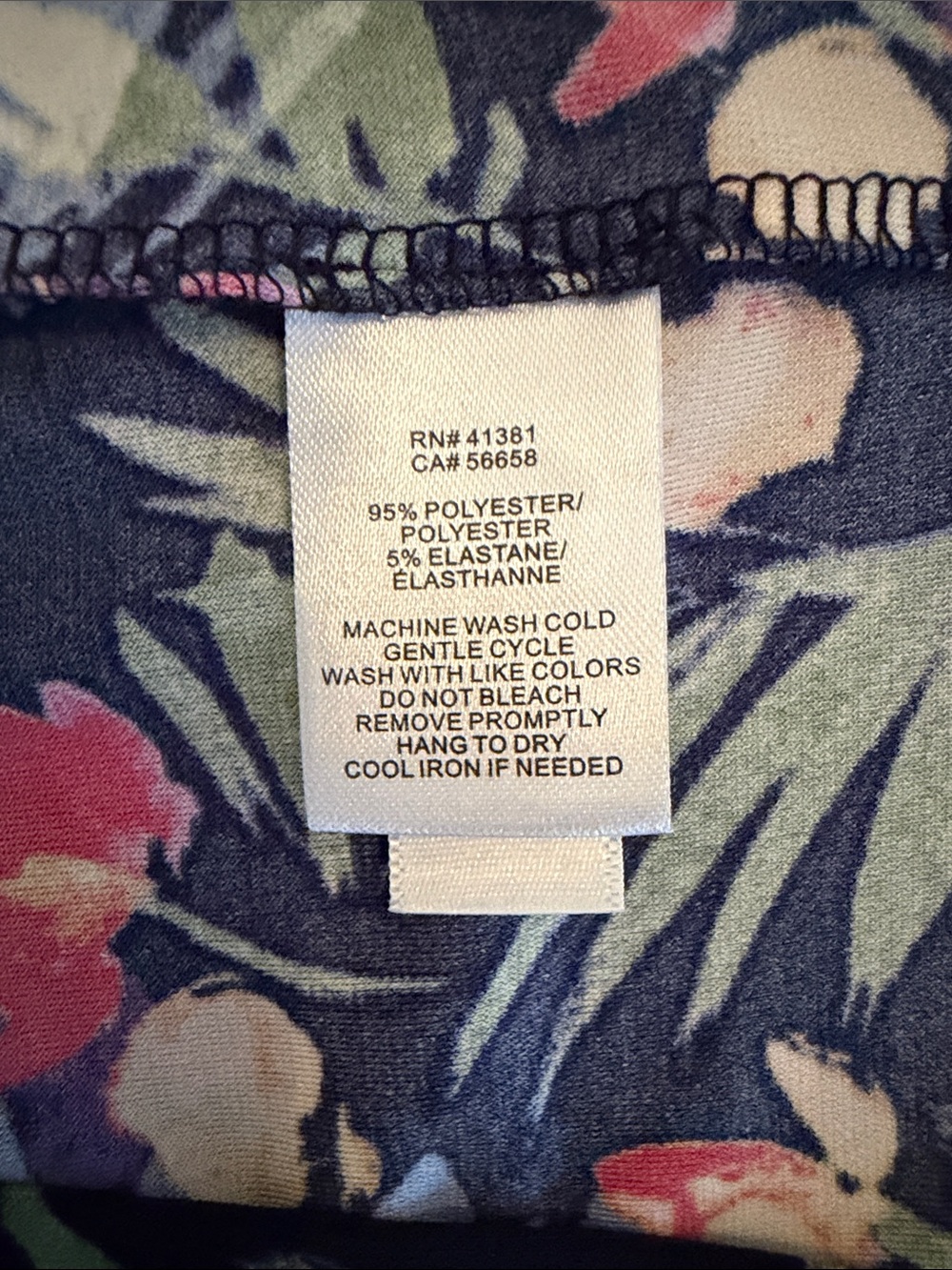 Lauren 12 Floral Wrap-Style Womens Dress in Navy w/Pink&Green Accents - Picture 3 of 8